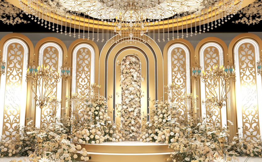 英吉沙香槟色调婚礼堂效果展示